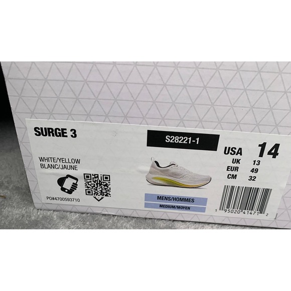 Saucony Surge 3 Men's Size 14 White Yellow Running Shoes S28221-1 New In Box - Picture 12 of 12